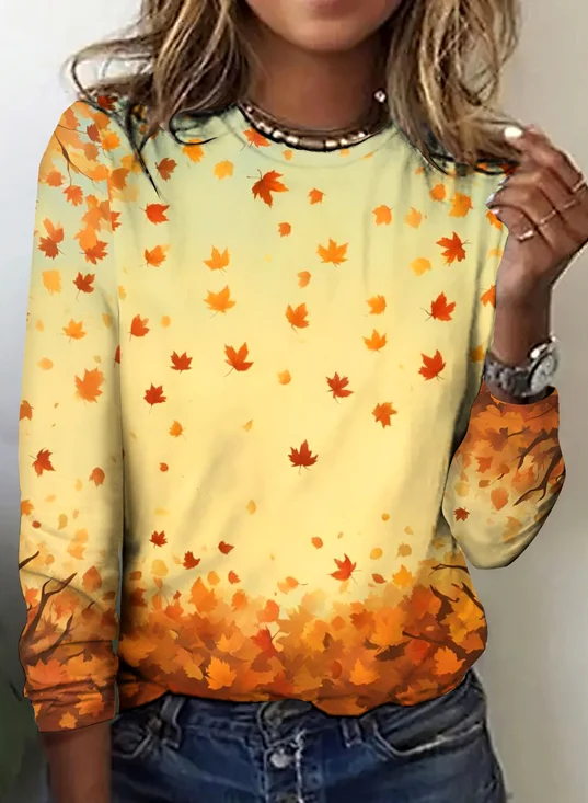 Vintage Ombre Crew Neck Long Sleeve T-shirt