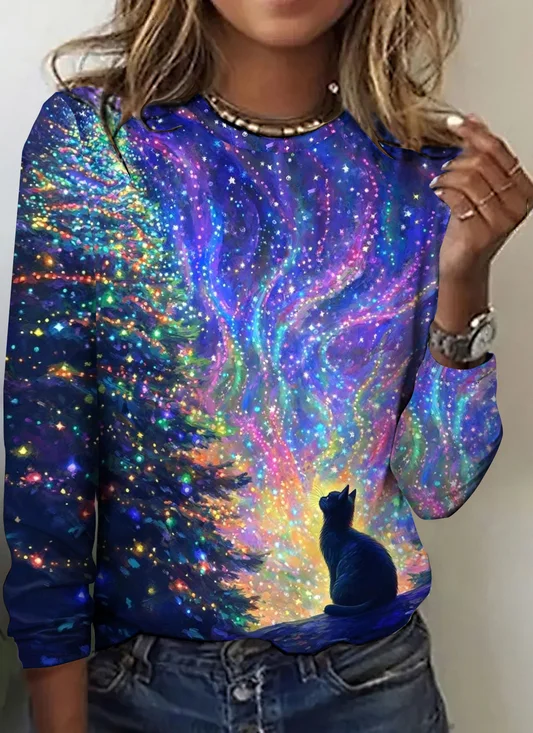 Vintage Animal Crew Neck Long Sleeve T-shirt