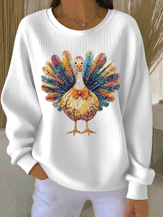 Casual Crew Neck Turkey Sweatshirt