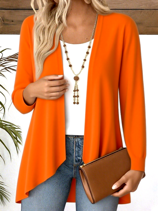 V Neck Long Sleeve Plain Regular Micro-Elasticity Regular Fit Blouse For Women