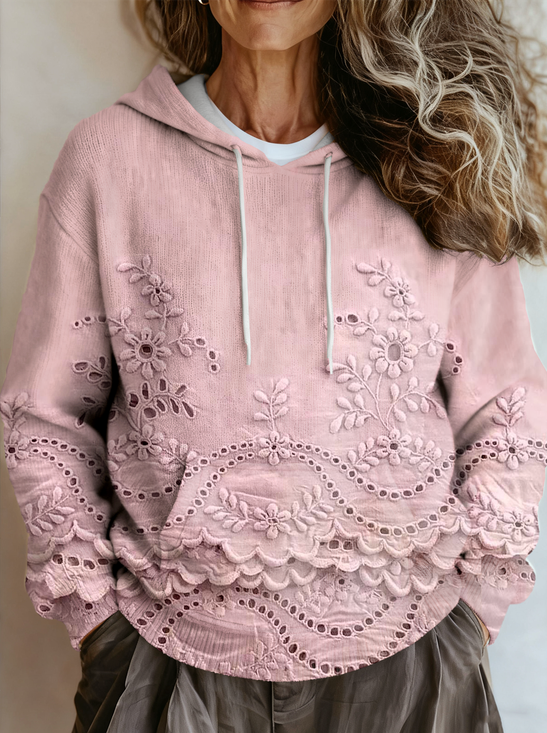 Women Floral Long Sleeve Comfy Vintage Sweater