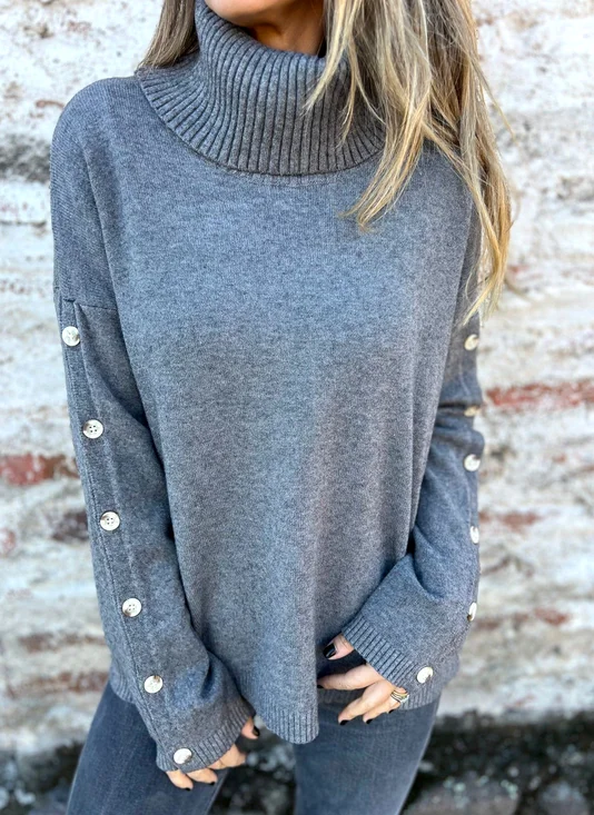 Women Cotton Plain Long Sleeve Comfy Casual Sweater