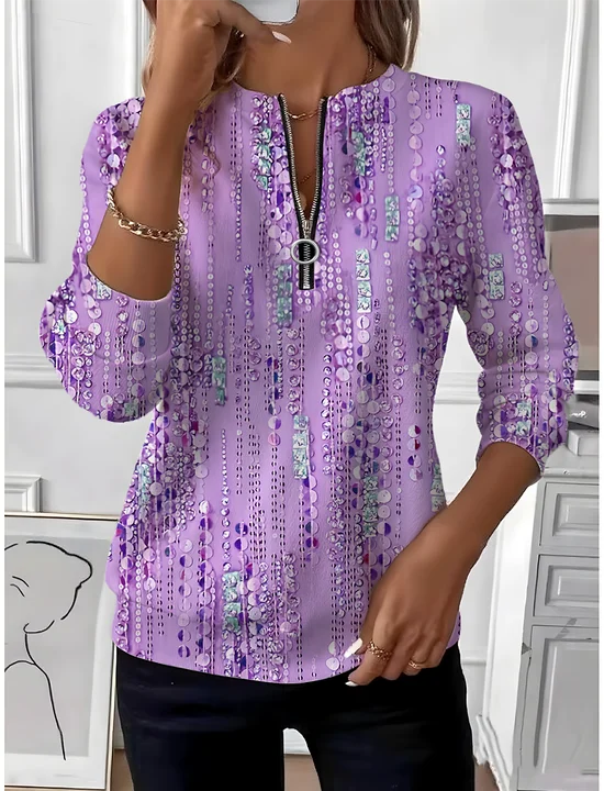 Vintage Crew Neck Geometric Sweatshirt