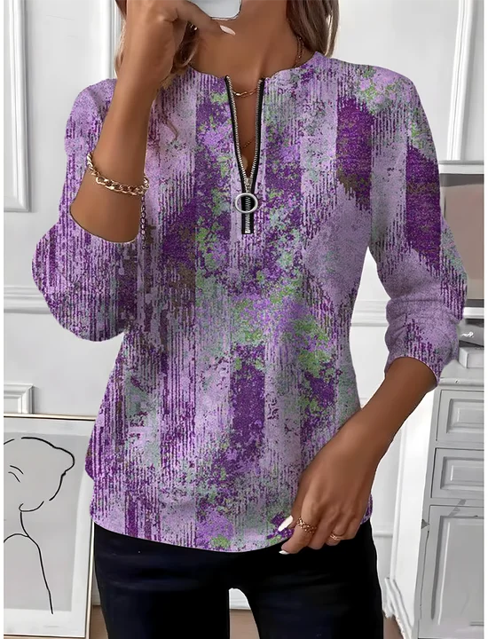 Vintage Crew Neck Geometric Sweatshirt