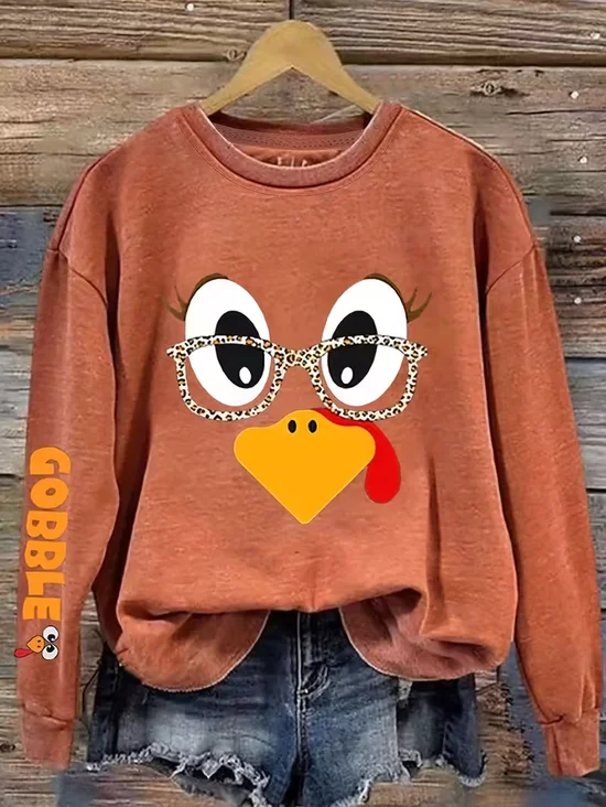 Casual Halloween Crew Neck Long Sleeve Sweatshirt