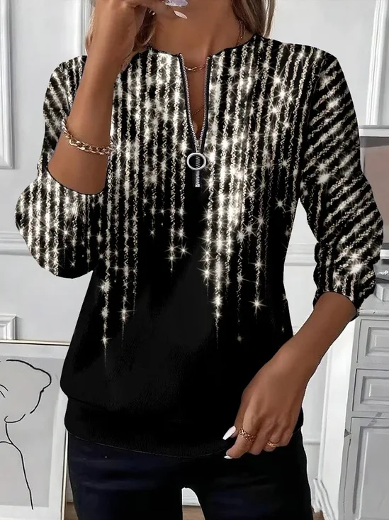 Casual Crew Neck Abstract Sweatshirt Printing