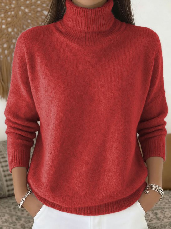 Women Plain Long Sleeve Comfy Vintage Sweater