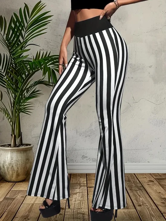 Women Striped Long Pants Casual Spring/Fall Trousers