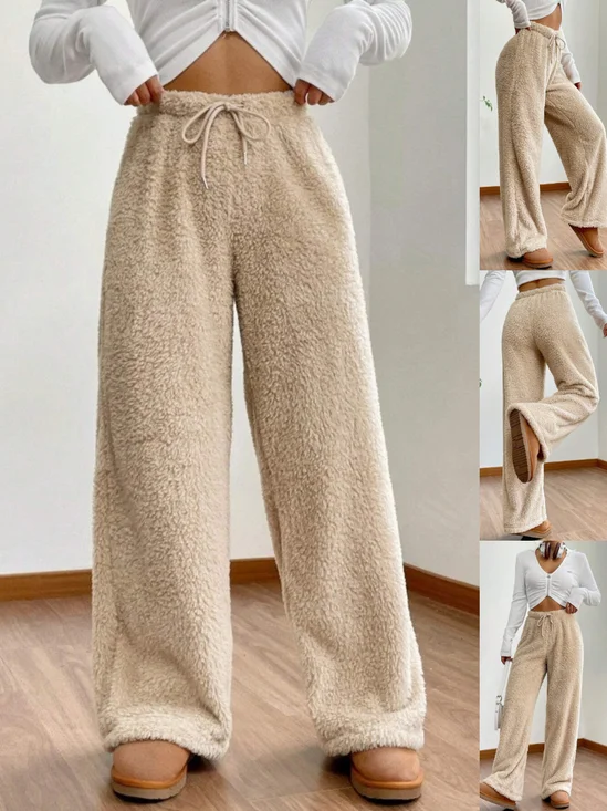Women Plain Long Elastic Waist Pants Casual Spring/Fall Trousers