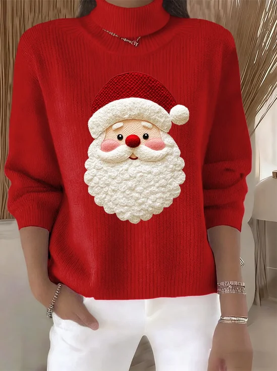 Women Santa Claus Long Sleeve Comfy Vintage Sweater