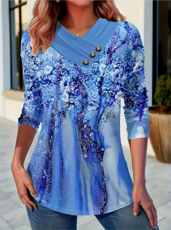 Casual Gradient Pattern Long Sleeve T-shirt