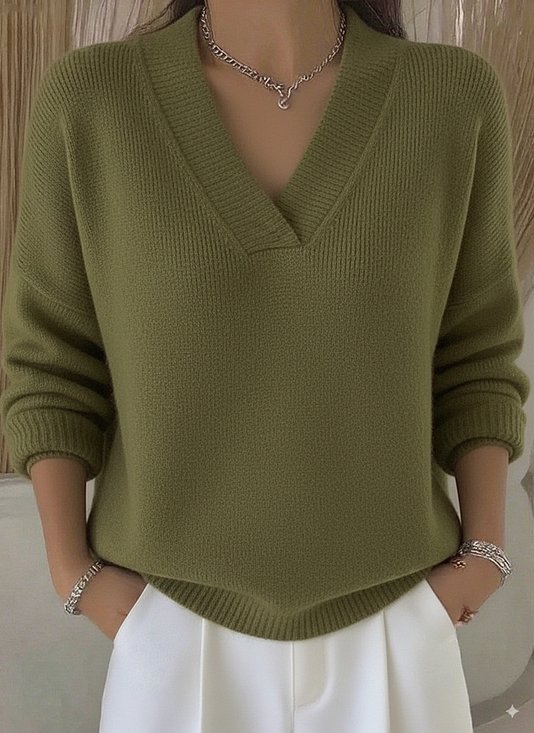 Women Plain Long Sleeve Comfy Casual Sweater