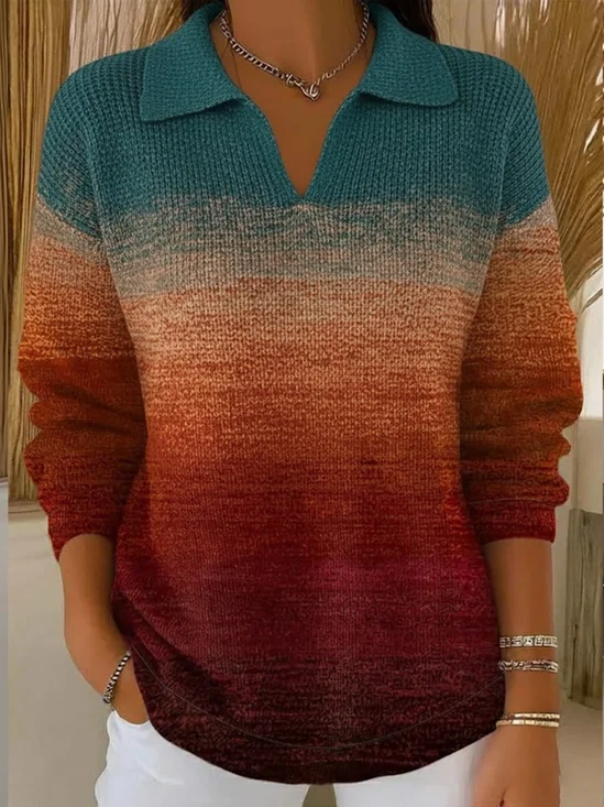 Women Abstract Long Sleeve Comfy Casual Printing Sweater