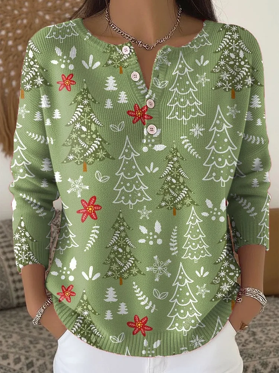 Women Christmas Long Sleeve Comfy Casual Printing Sweater