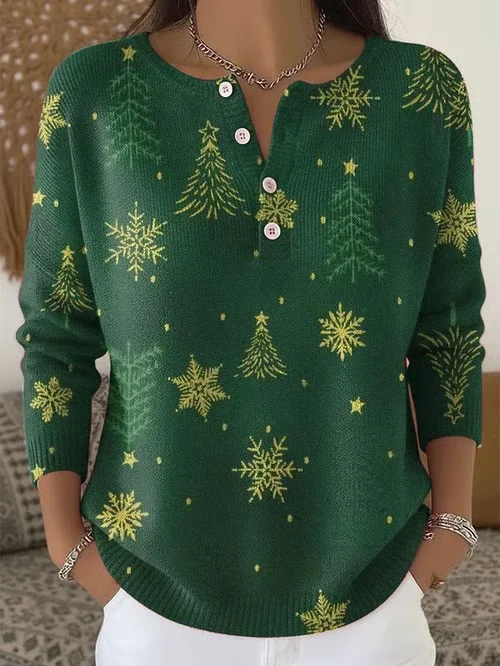 Women Christmas Long Sleeve Comfy Casual Printing Sweater