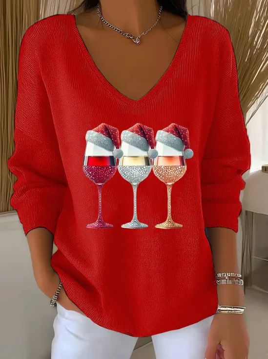 Women Cotton Christmas Long Sleeve Comfy Casual Sweater