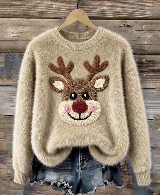 Casual Crew Neck Animal Sweatshirt