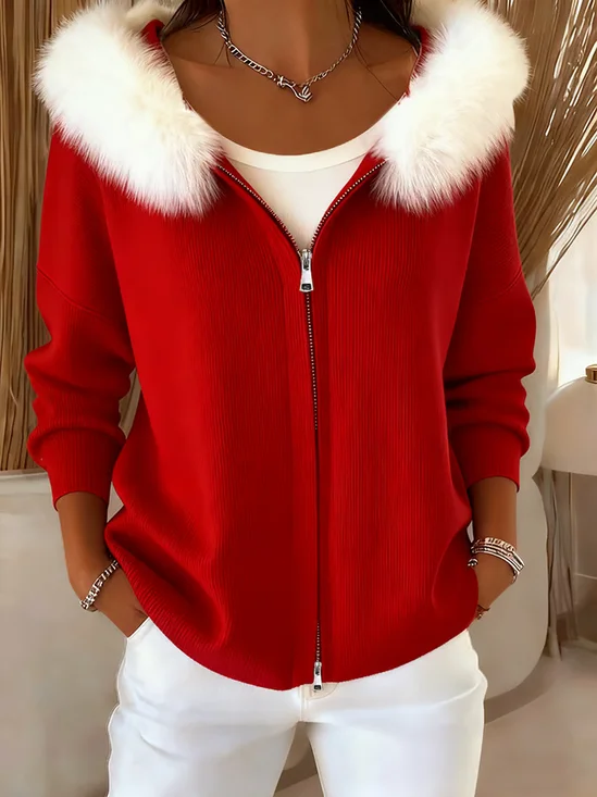 Women Winter Outerwear Casual Christmas Long Sleeve Hoodie Jacket