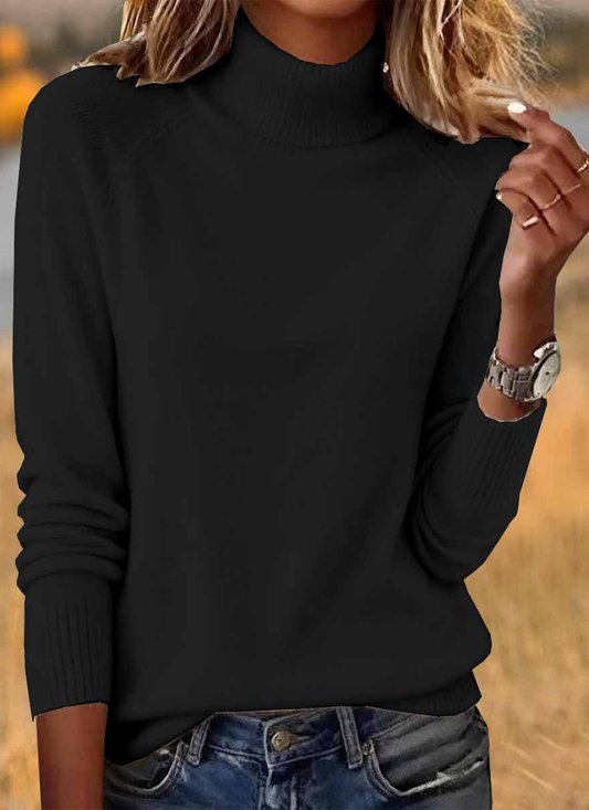 Women Cotton Plain Long Sleeve Comfy Casual Sweater