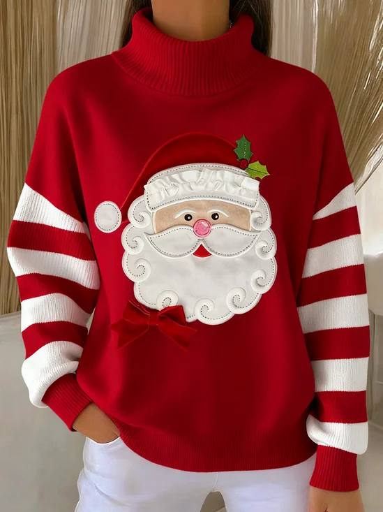 Women Striped Long Sleeve Comfy Vintage Sweater