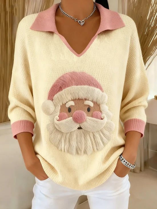 Women Santa Claus Long Sleeve Comfy Vintage Sweater