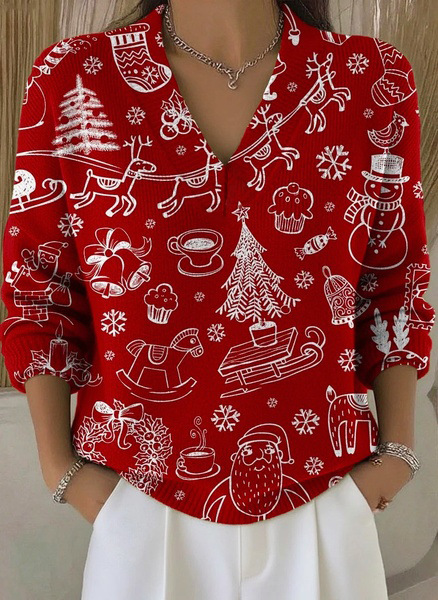 Women Christmas Long Sleeve Comfy Vintage Sweater
