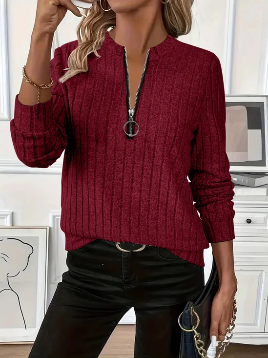 Vintage Loose Plain Others Knit Top