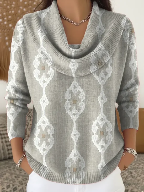 Women Abstract Long Sleeve Comfy Casual Printing Sweater