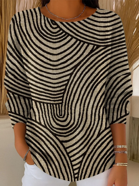 Women Abstract Long Sleeve Comfy Casual Printing Sweater