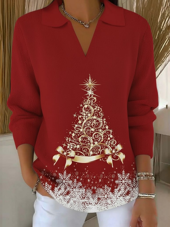 Women Christmas Long Sleeve Comfy Casual Printing Sweater