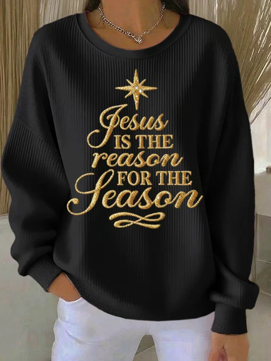 Casual Crew Neck Christmas Sweatshirt