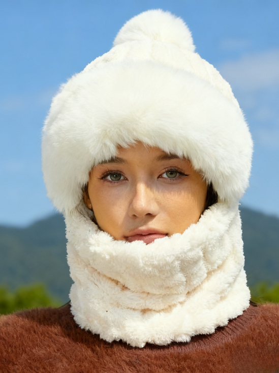 Winter Style All-in-one Hat And Scarf Fleece-lined Thickened Windproof Cold-proof Warm Multi-functional Balaclava For Cycling