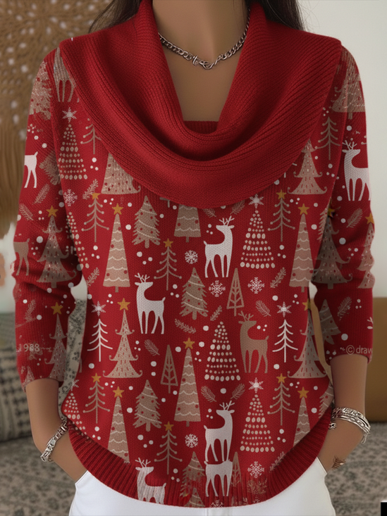 Women Christmas Long Sleeve Comfy Casual Printing Sweater