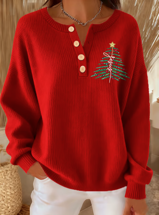 Women Christmas Long Sleeve Comfy Casual Sweater
