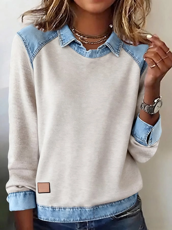 Vintage Shawl Collar Plain Sweatshirt