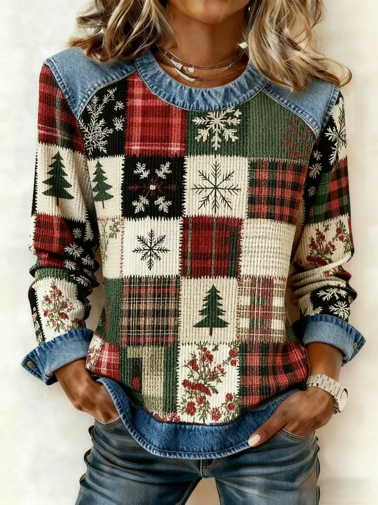 Vintage Crew Neck Christmas Sweatshirt Printing