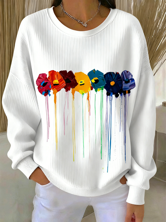Vintage Crew Neck Floral Sweatshirt