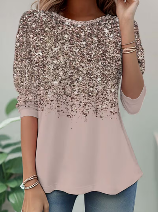 Casual Abstract Crew Neck Long Sleeve T-shirt