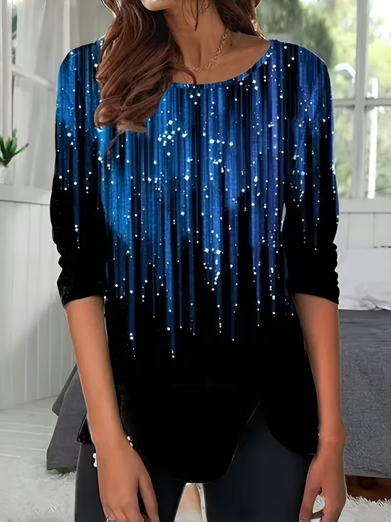 Casual Abstract Crew Neck Long Sleeve T-shirt
