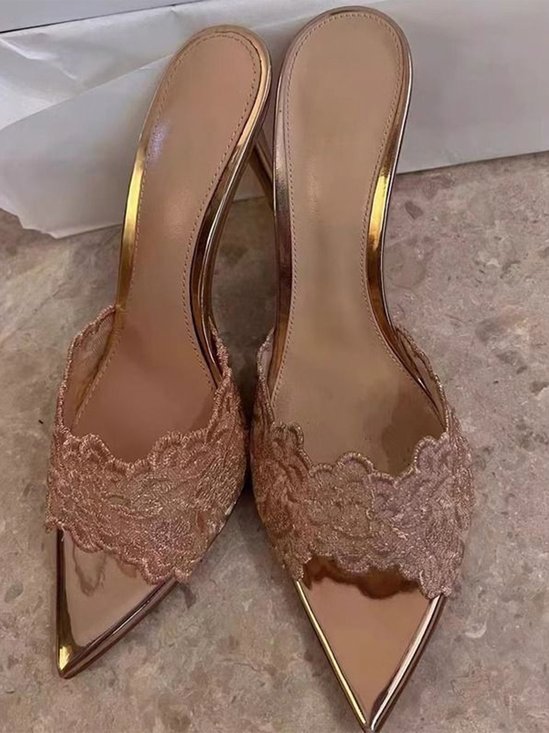 Elegant Plain Slip On High Heel Peep-toe Sandals