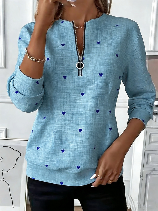 Vintage Crew Neck Heart/Cordate Sweatshirt