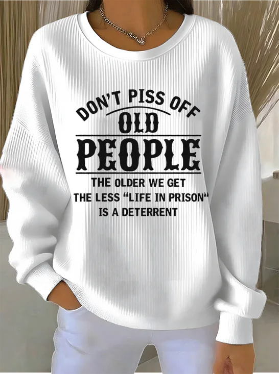 Vintage Crew Neck Letter Pattern Sweatshirt