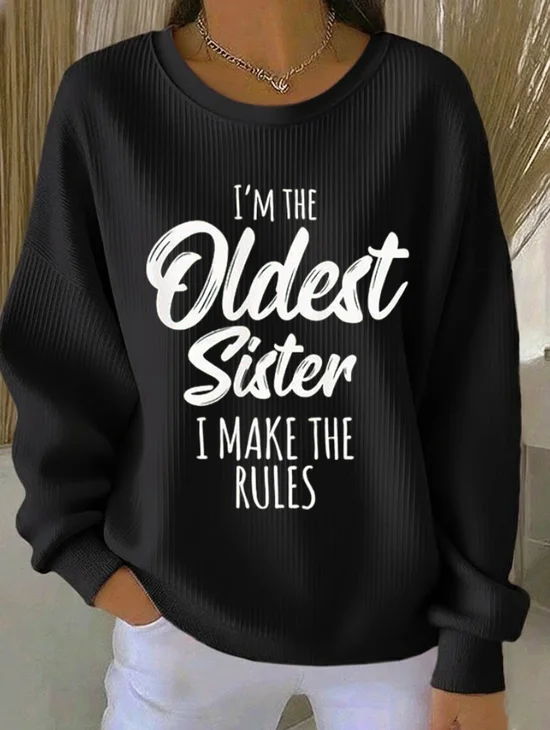 Casual Crew Neck Text Letters Sweatshirt Printing