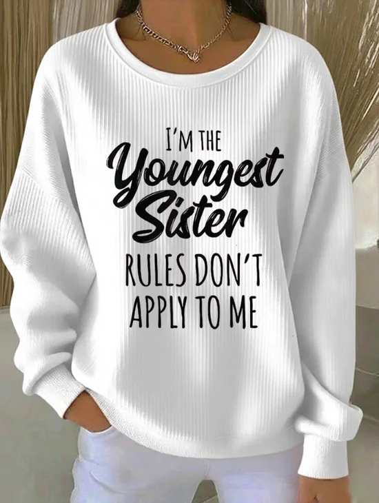 Casual Crew Neck Text Letters Sweatshirt Printing