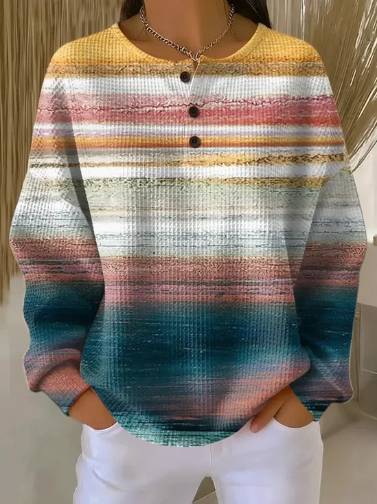 Casual Crew Neck Abstract Sweatshirt Printing