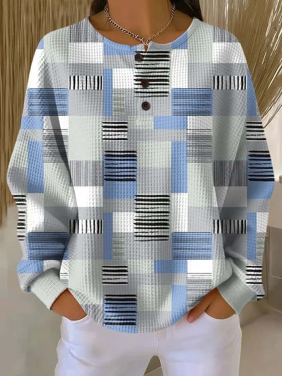 Casual Crew Neck Abstract Sweatshirt Printing