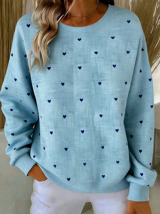 Vintage Crew Neck Heart/Cordate Sweatshirt