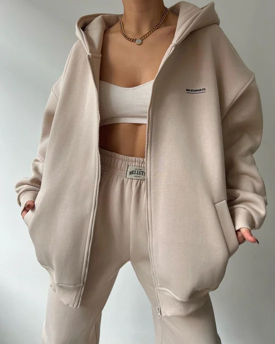 Women Plain Two-Piece Set Daily Long Sleeve Vintage Spring/Fall Top With Pants Matching Set