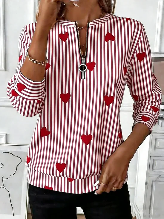 Vintage Crew Neck Striped Sweatshirt