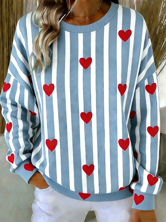 Vintage Crew Neck Striped Sweatshirt